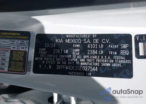 2025 Kia K4 Gt-Line из США, поврежденный, VIN 3KPFW4DE3SE037544